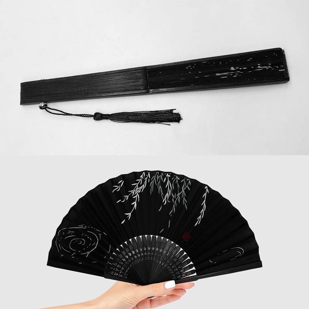 Folding Fan for Men and Bamboo Japanese Perfect for Fireworks New Japanese Kabuki Comes with Fan Case [Mawaki] Women, Lightweight, Frame, Pattern,
