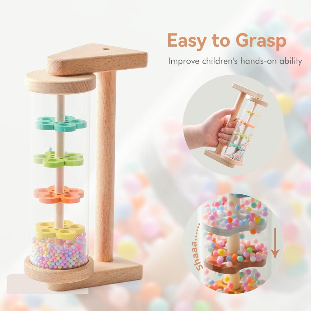 Montessori Rain Stick Toy For Babies Wooden Rainmaker Musical Shakersensory Educational Instrument For Toddlers 6-12 Months