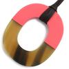 Excellent HERMES Necklace Ism Bicolor Pendant Wood Beige Pink Buffalo Horn Women Used