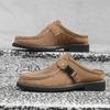 Fashion Suede Leather Half Slipper Man Design Moccasins Comfy Slip-on Slippers Casual Shoes Adult Men Muller Footwear Handmade Half Drag
