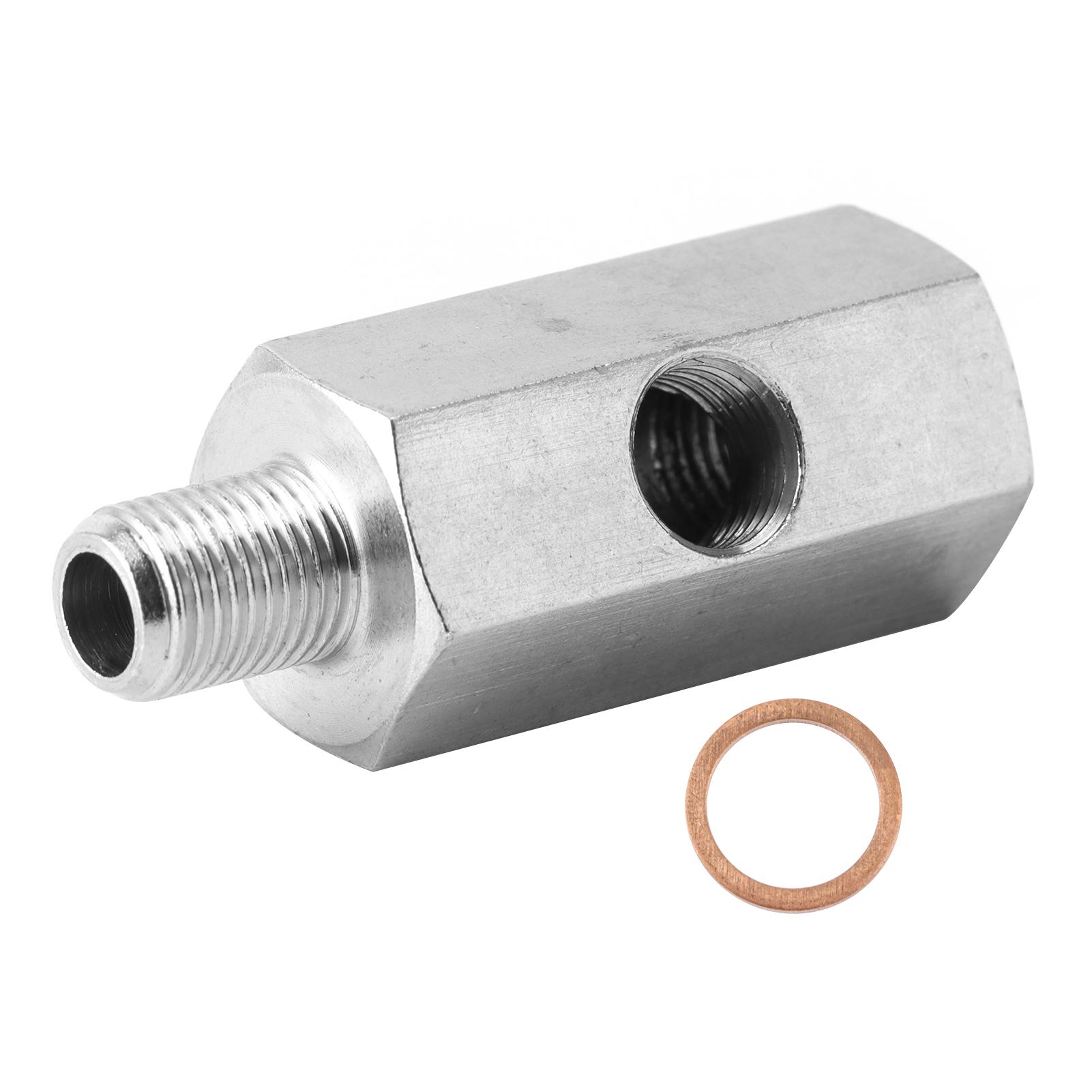Oil Pressure Sensor Adapter NPT Tee Male to Female1/8in to M10x1.0 Turbo Supply Line Gauge Fitting Oil Pressure Sensor Adapter серебряный