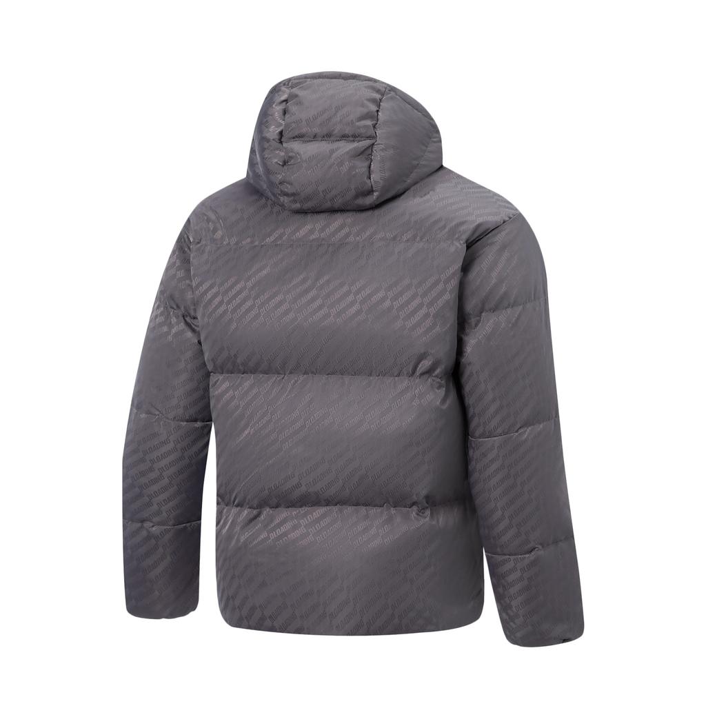 Li-Ning Wade Series All Over Letter Print Zipper Hooded Casual Down Jacket Men Outerwear AYMV525-1