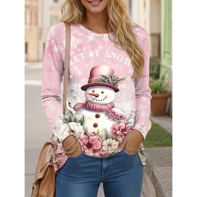 Womens Round Neck Pullover Sweatshirt With 3D Christmas Tree Print Casual Comfort Fit 2025