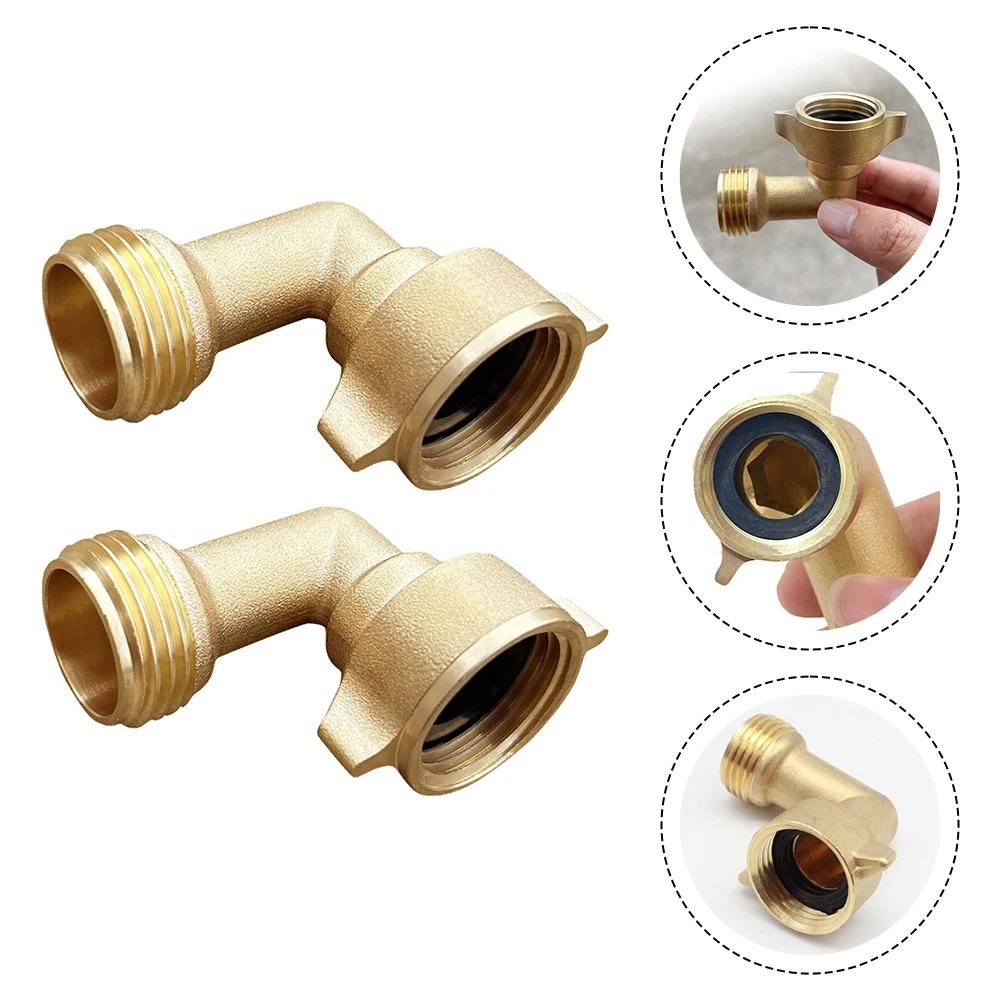 2PCS 90 Degree Elbow Connection Brass Corner Joints 3/4 Water Pipe Fitting Connection Garden Hose Connection Adapter