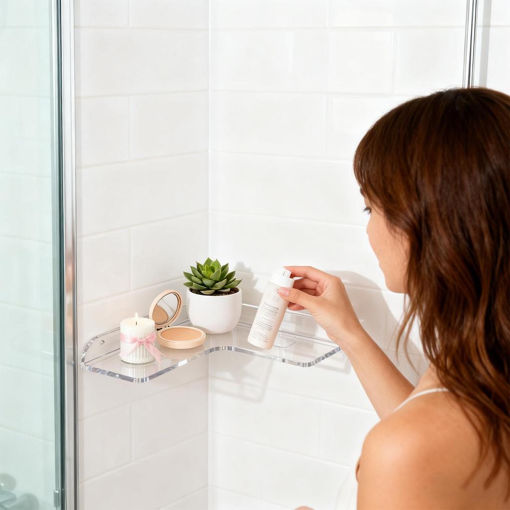 Shelves For Room Wall 2 Pieces Heavy Duty Storage Acrylic Wall Mounted Bathroom Shelves For Kitchen Bedroom Office Apartment