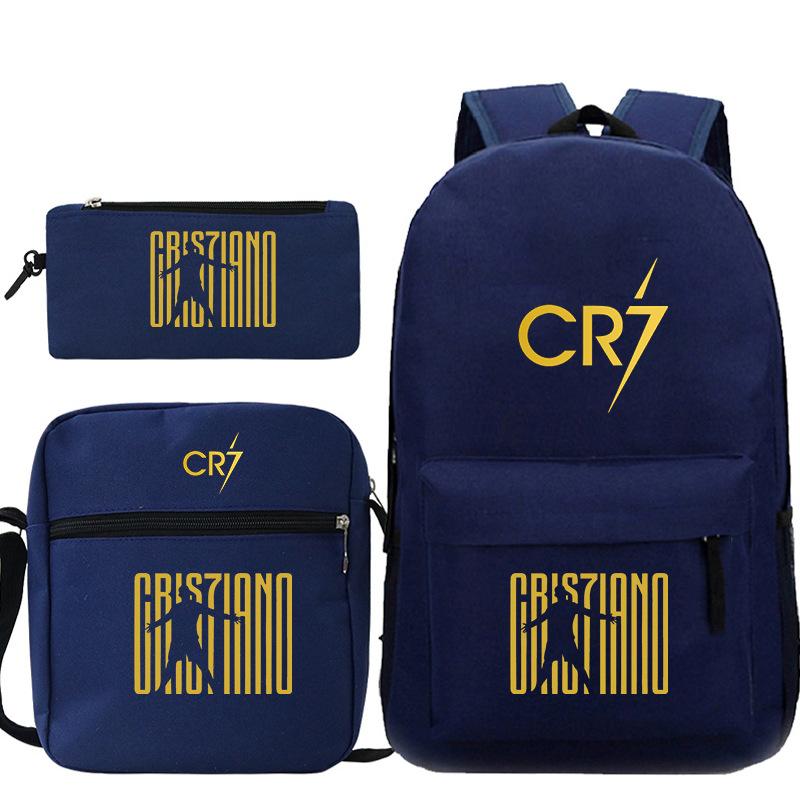 Football star Ronaldo Cr7 peripheral printing schoolbag pencil bag shoulder bag backpack three-piece set