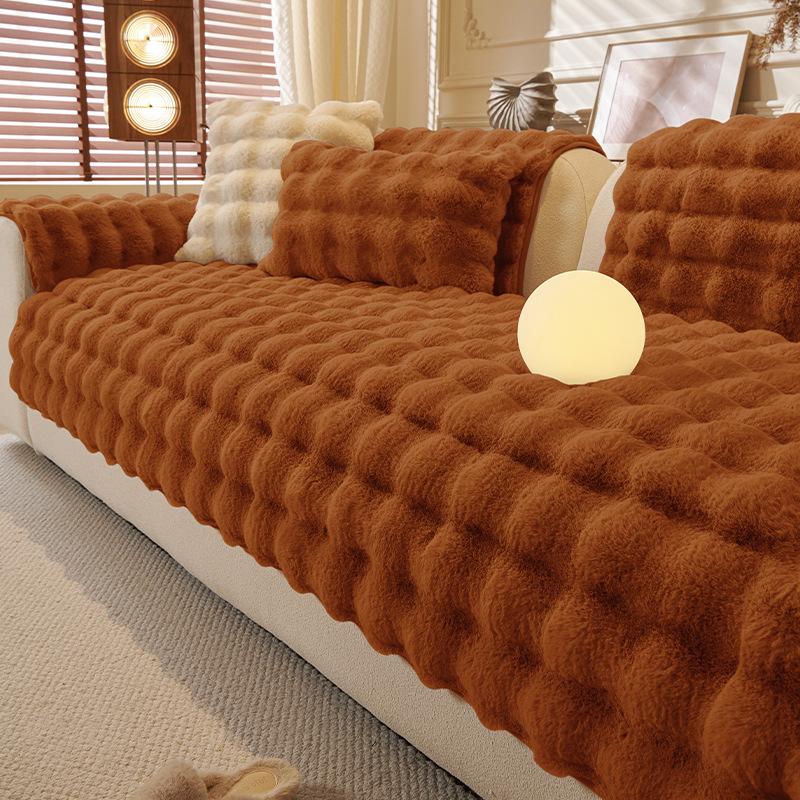 Internet Celebrity Tutu Velvet Sofa Cushion  Autumn And Winter New French Retro Plush Seat Cushion Fixed Non-Slip Cover