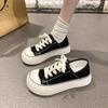 Milk Huhu Mango Big Wide Head Platform Sole Canvas Shoes Women's 2025 Little White Shoes Ins Korean Version Stepping Heel Two Wear Board Shoes