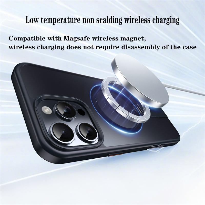 Matte Transparent Magsafe Phone Case for iPhone 16 15 14 13 12 Pro Max Plus Aluminum alloy 360 ° Rotating Bracket Magnetic Cover