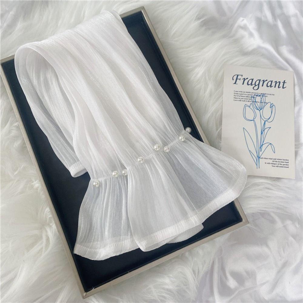 Lace Ice Silk Sleeves Gloves Pearl Driving Arm Sleeves Lightweight Summer Sunscrean Sleeves  Summer