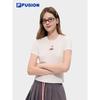 FILA FUSION Women's Slim-fit Knitted Short Sleeve T-Shirt