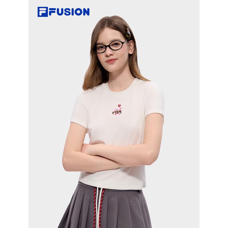 FILA FUSION Women's Slim-fit Knitted Short Sleeve T-Shirt