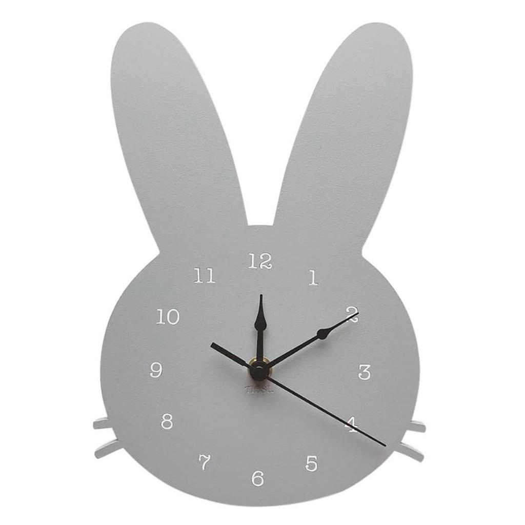 Wall Clock with Rabbit Design Silent Quartz Movement Non-Ticking Decorative Clock for Home Office Kids Room