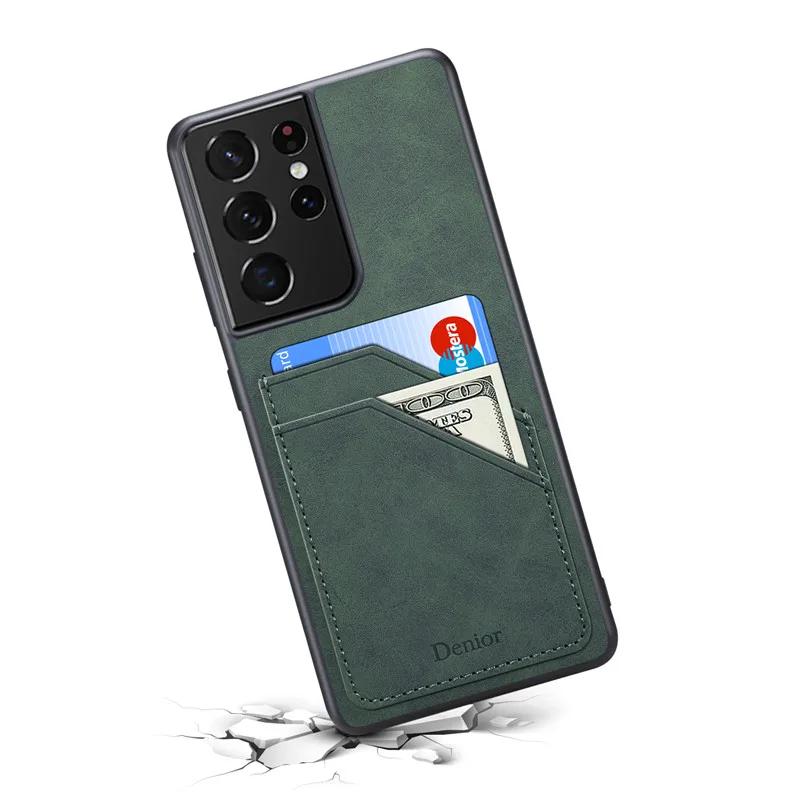 Luxury Leather Phone Case For Samsung S25 S24 Ultra Plus S23 FE S22 S21 S20 Note 20 Note 10 Ultra Plus A05S Card Holder Cover