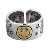 Fashionable Smile Face Star Opening Ring with Adjustable Fit Fashion Statement Ring Stylish Finger Accessories
