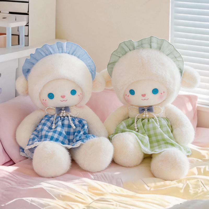 Sweet Romantic Rabbit&Sheep Plush Toys Soft Fluffy Lace Dress Cartoon Little Animal Doll Comfy Appease Doll Beautiful Gift