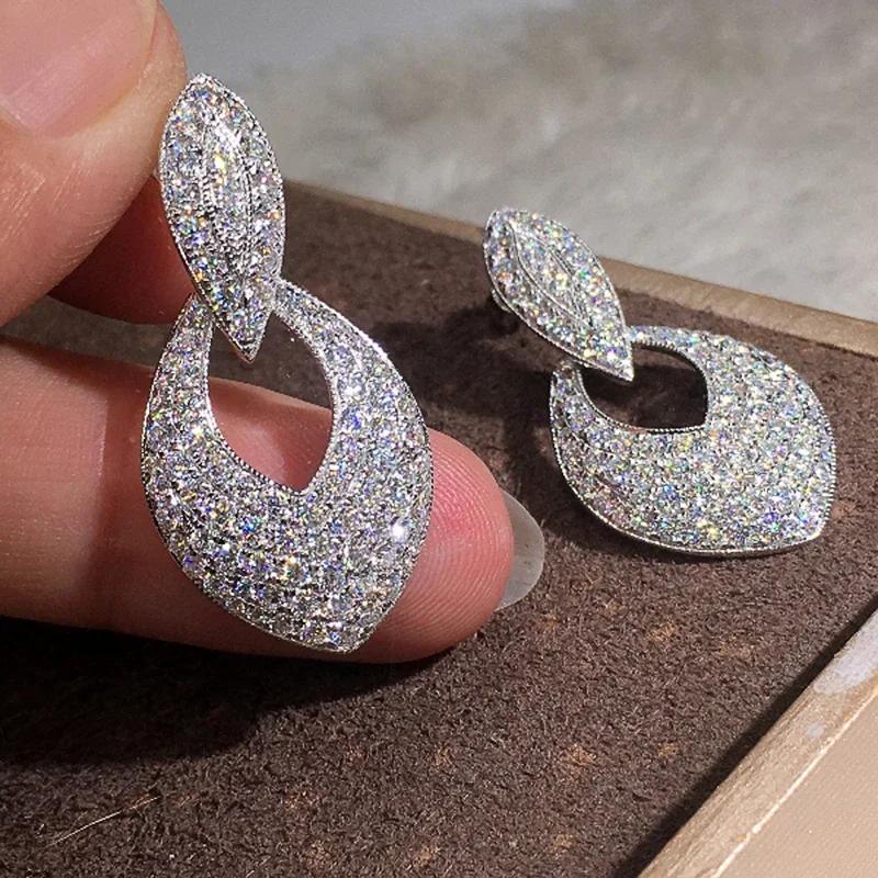 

New Bling Copper Color Drop Earrings for Women Temperament Accessories Wedding Engagement Trends Eternity Zircon 2026