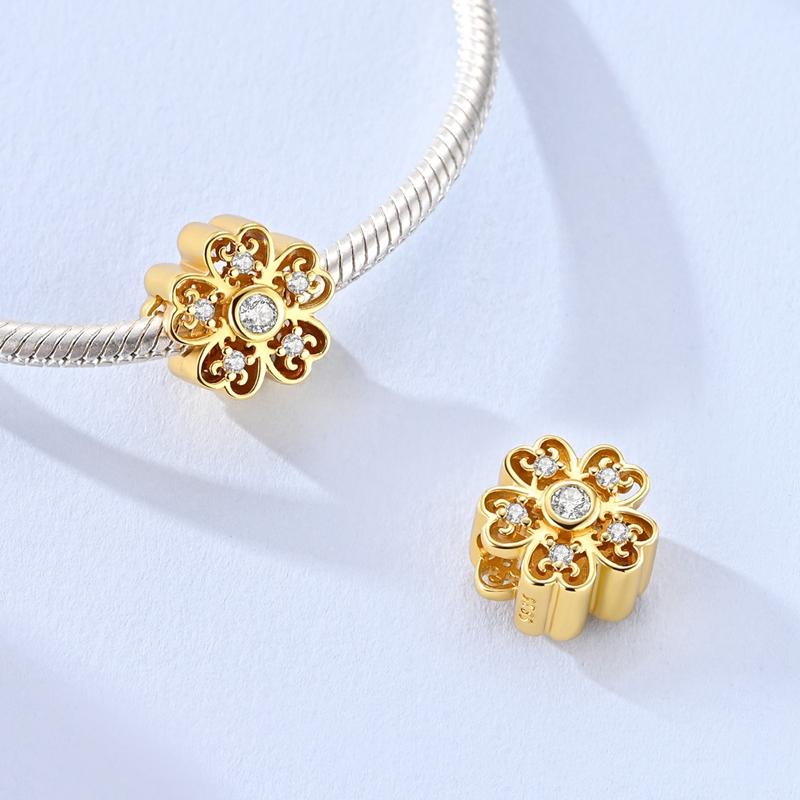 925 Silver Golden Series Squirrel Horseshoe Cross Star Charms Beads For Women Fit Bracelet DIY Jewelry Gifts