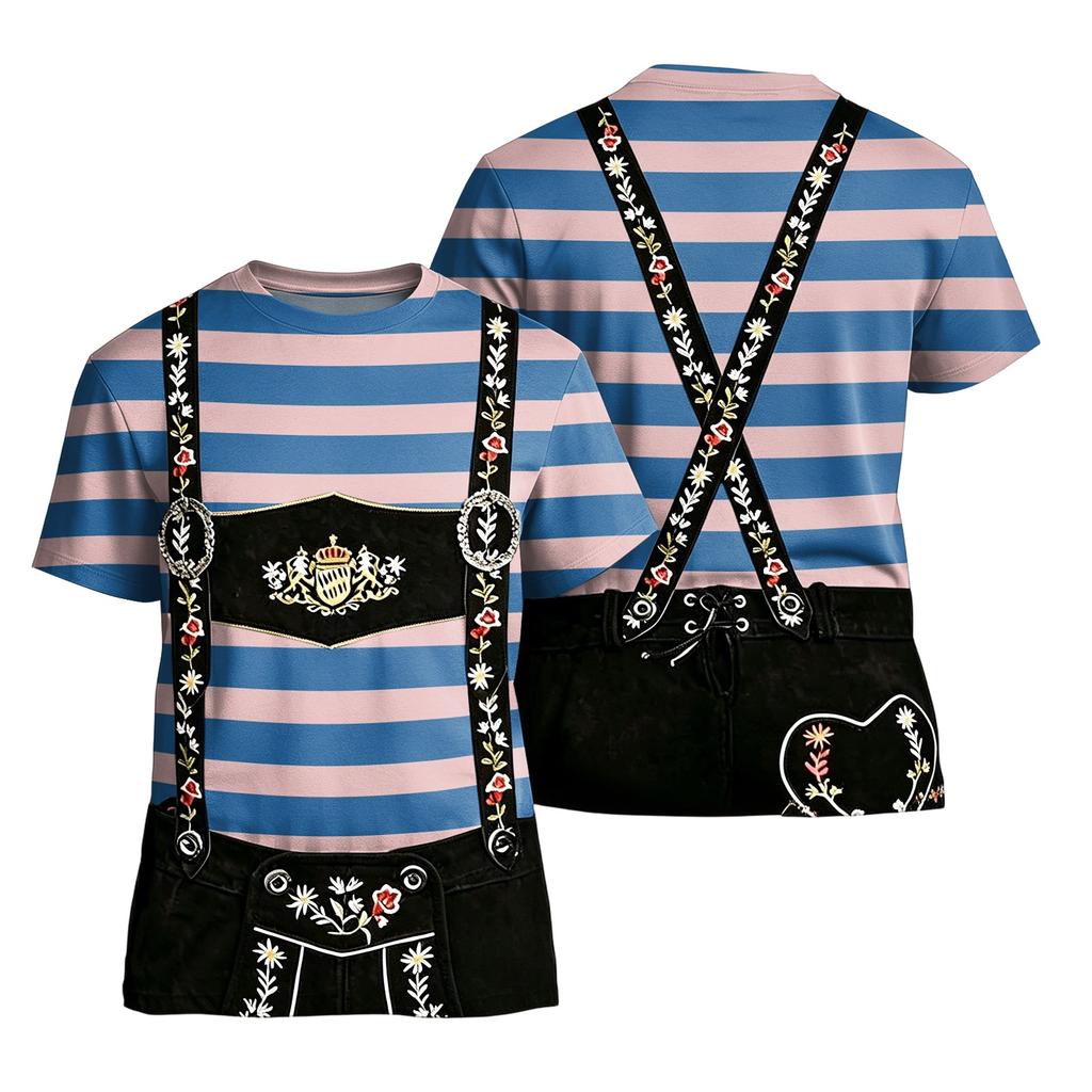 Herren Oktoberfest Vintage Print Kurzarm T-Shirt Lockere Passform Sommer