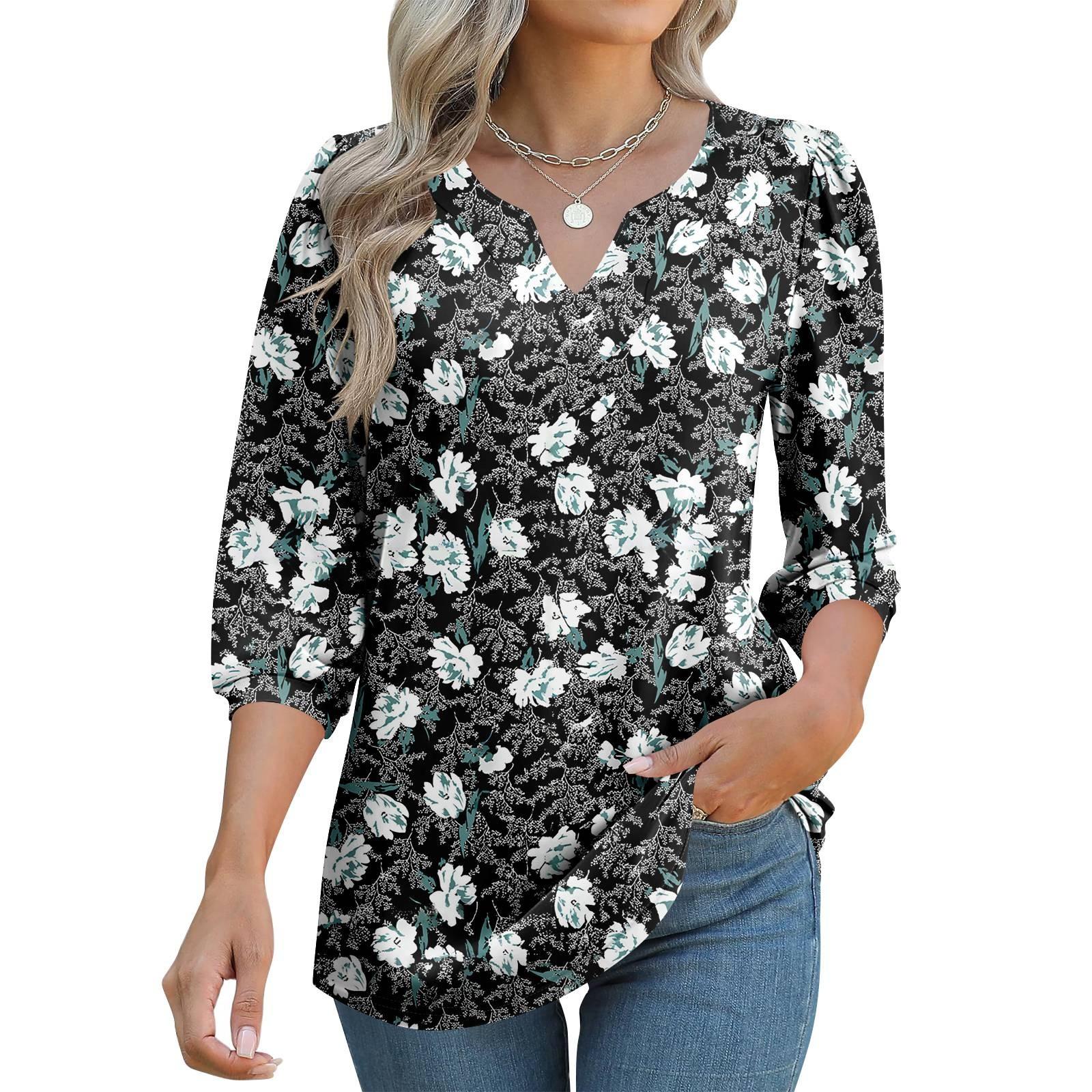 

Женские футболки с рукавом 3/4, футболки с графикой, повседневные базовые топы, пуловеры L чёрный