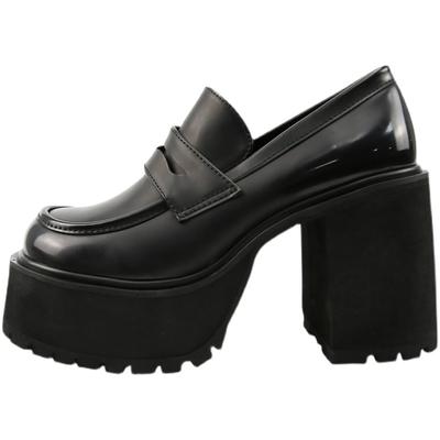 Super High Heels Loafers Women 2024 Autumn Patent Leather Chunky Platform Pumps Woman Slip On Black Jk Uniform Shoes Mary Janes