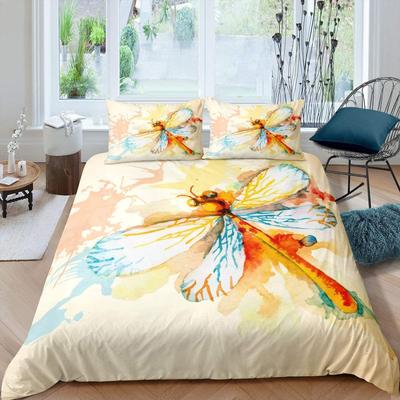 Libellen Bettbezug Set King Queen Full Size Polyester Bettdeckenbezug Aquarellstil Für Kinder Jugendliche Erwachsene Mit Kissenbezug