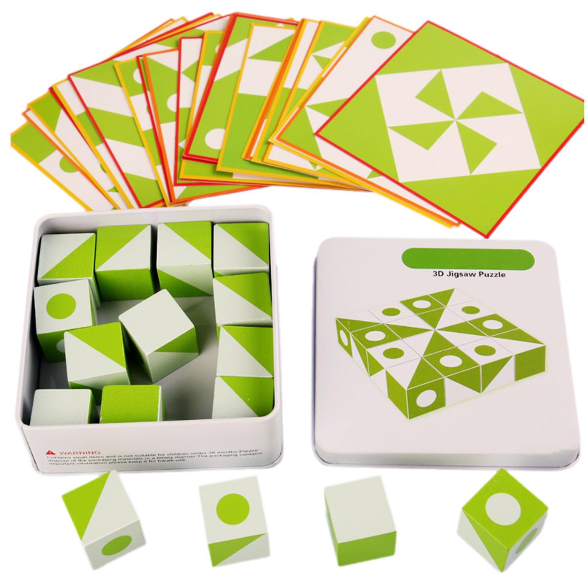 Деревянные 3D-пазлы Игра Геометрическая форма Логическое мышление Развивающая игрушка для детей Раннее обучение Интеллектуальные детские подарки