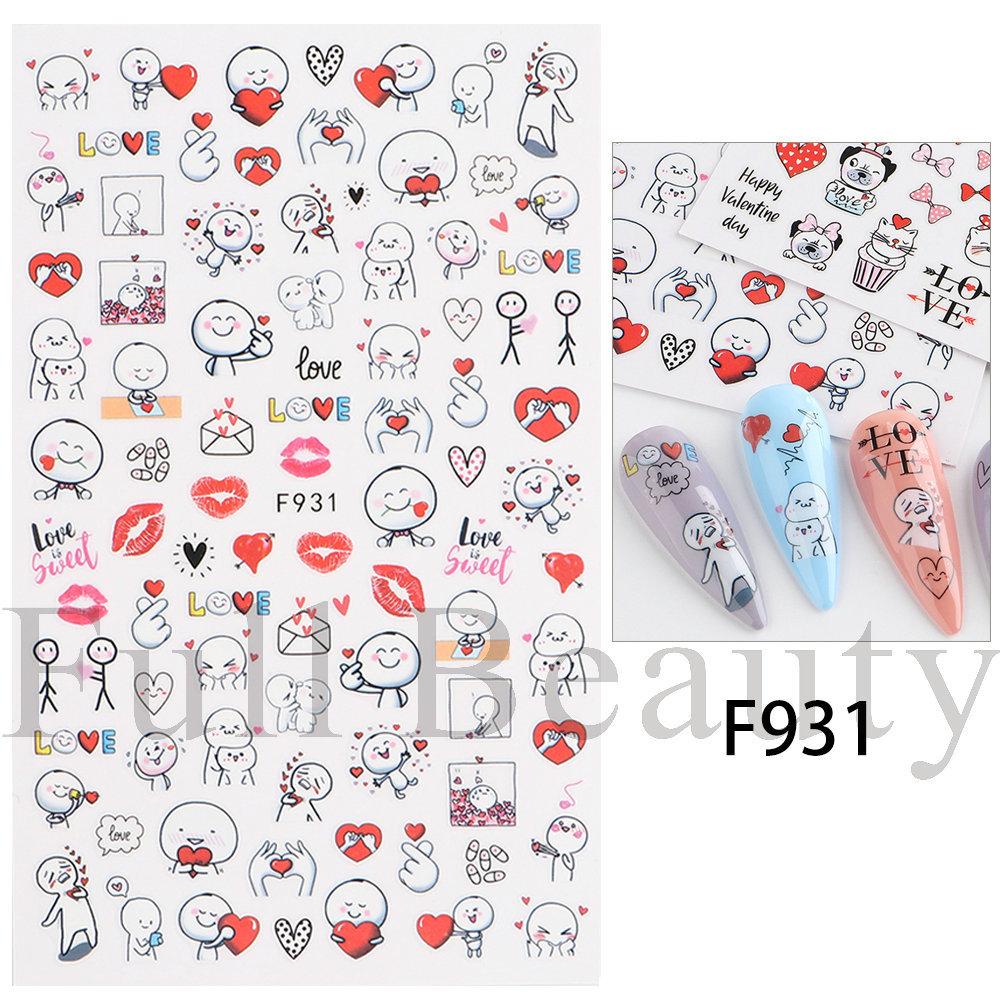 Nail Art Stickers Ins Valentine's Day Red Lips Sexy Heart LOVE Love Bear Adhesive Nail Stickers