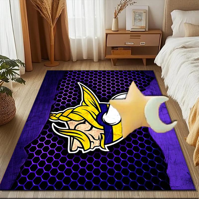 Minnesota Vikings Artwork Rug Game Carpet, Floor Mat for Bedroom Living Room Entryway Rug, Home Decor Idea Gift for Christmas Birthday