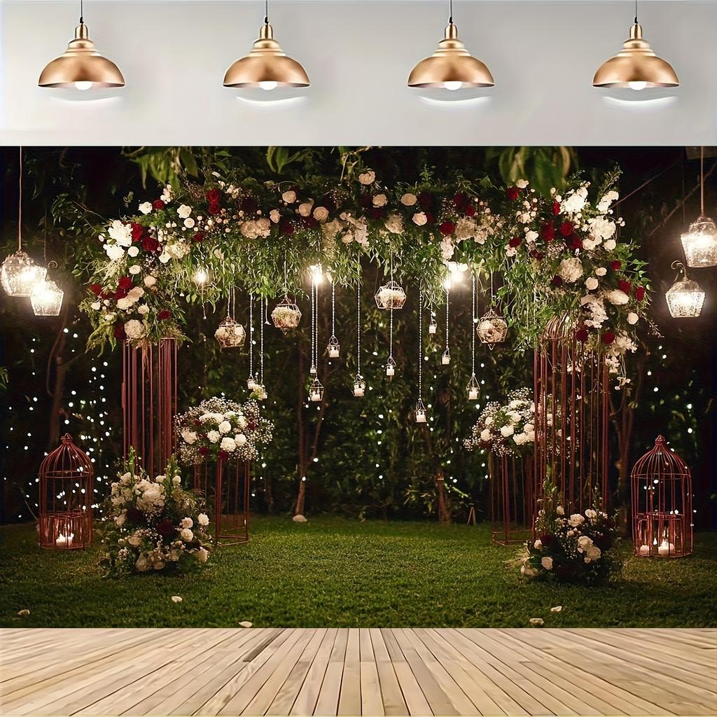1 Romantic Garden Wedding Background - Suitable for Weddings Anniversaries and Festival Decorations Party Decorations