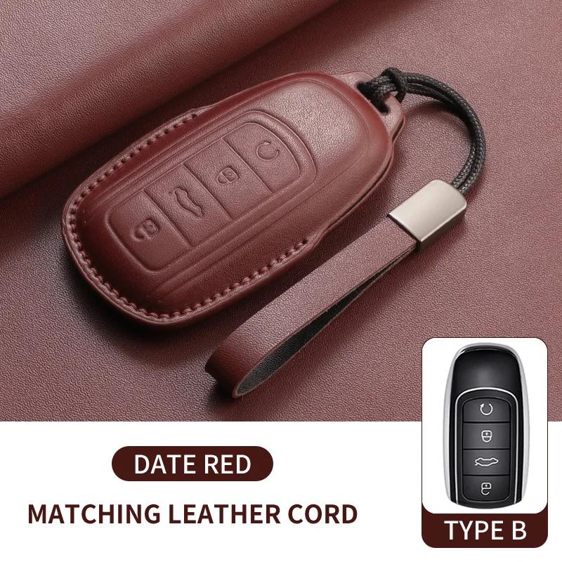 Leather Cars Key Case Cover Shell For Chery Omoda 5 Tiggo 8 Pro 9 Arrizo 5plus Tiggo 3 5X Plus Jaecoo J7 8 Exeed TXL Accessories