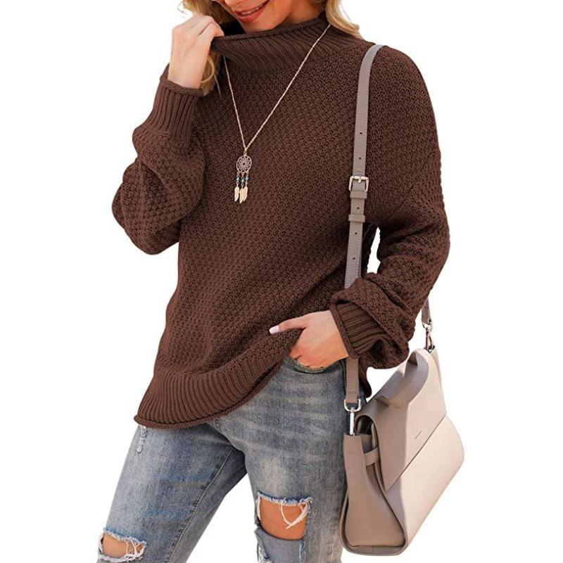 Women S Plus Size High Neck Long Sleeve Loose Knit Pullover Sweater