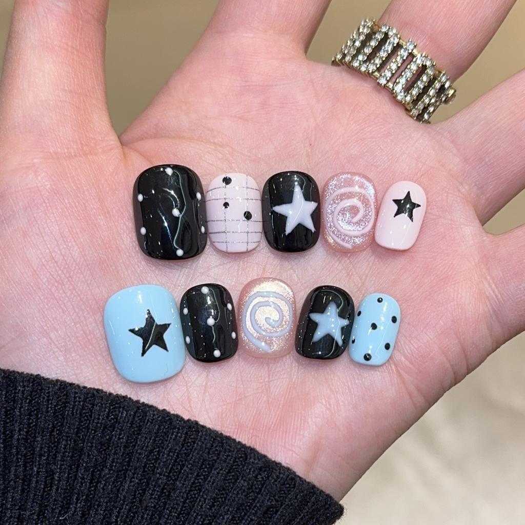 ins wind sweet cool cat eye hand-painted pure hand-worn nail advanced whitening boutique nail art fake nail patch