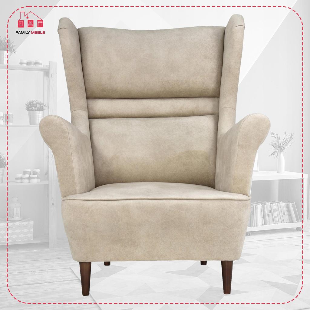 Zoja Wing Chair with Footrest Scandinavian Family Meble Beige Cream
