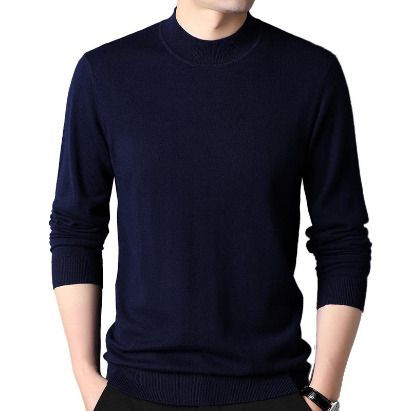 

ROMON Men s 100% Pure Wool Half-High Collar Thin Knit Pullover L