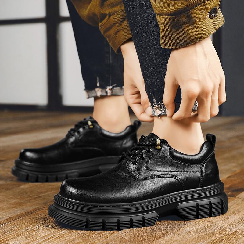 Fashion Thick soled men's leather shoes Leisure Business British Style Dress up party high-quality Adult Classic Black shoes Hot New