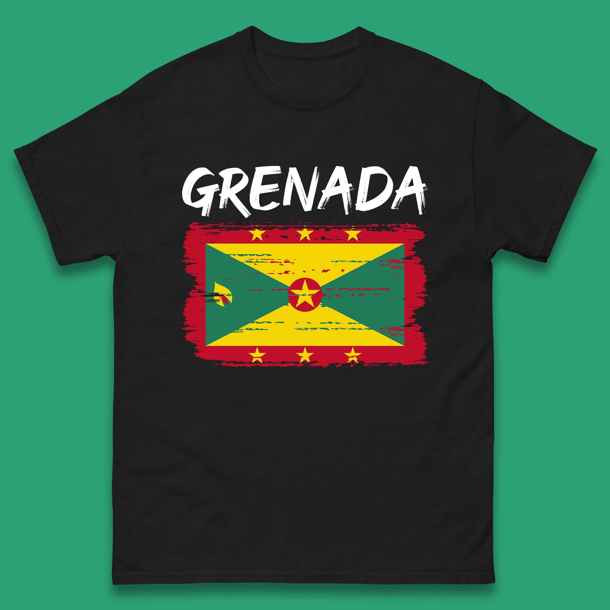 Grenada Flag Distressed Grenadian Heritage Country In The Caribbean Mens Tee Top M