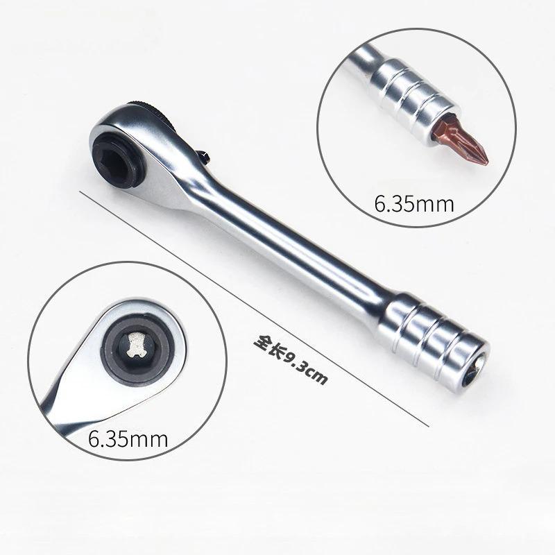 

1/4 Ratchet Double Head Fast Ratchet Wrench Double Ended Mini Socket Wrench Set Bicycle Workshop Hand Tools