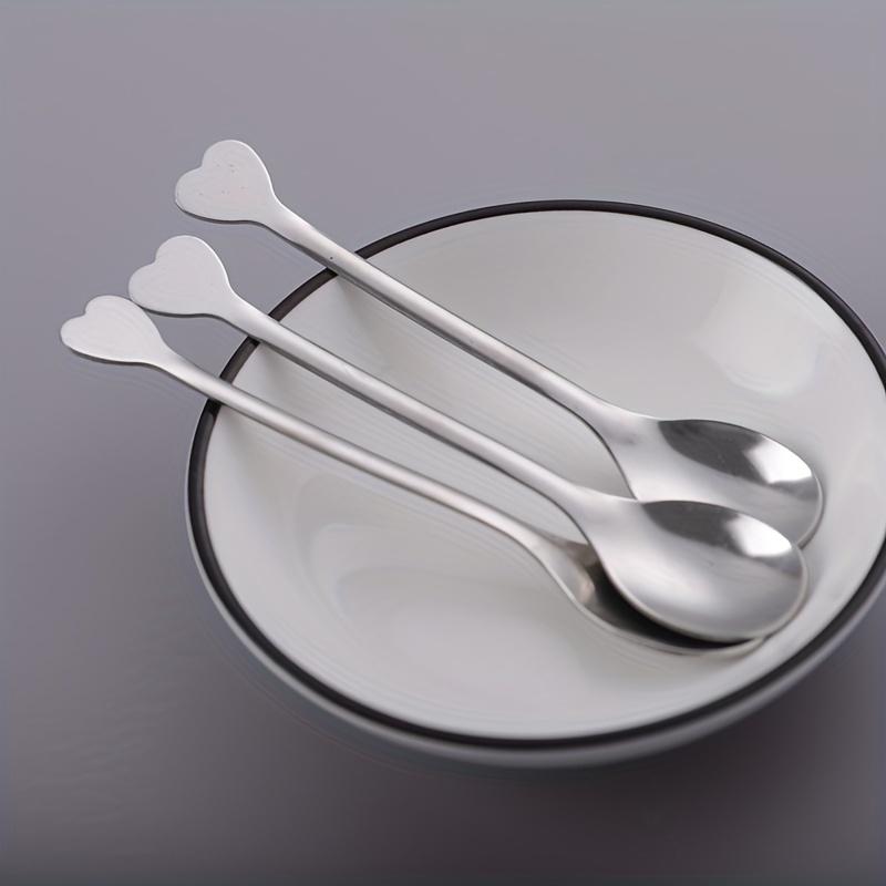 New Stainless Steel Spoons with Heart-Shaped Handle Coffee Tea Soup Stirring Spoons Mini Dessert Spoon Tableware Kitchen Tools