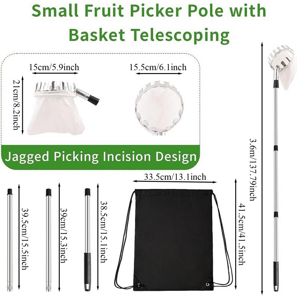 садовый Сборщик Фруктов Сборщик Фруктов на Шесте с Корзиной Эргономичный Гаджет Профессиональное Оборудование Ловушка для Сбора Урожая