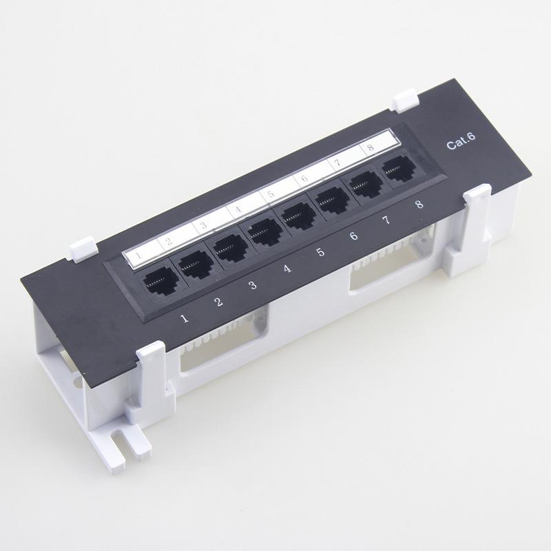 8-Port Wall-Mountable Cat5e/Cat6 Feed-Through Patch Panel Rack
