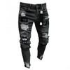 European and American Men's Ripped Badge Skinny Jeans