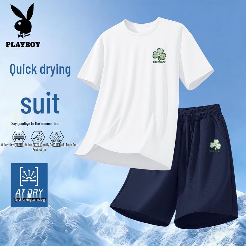 PLAYBOY Men s 2026 Summer Quick-Dry Sport T-Shirt & Shorts Set M