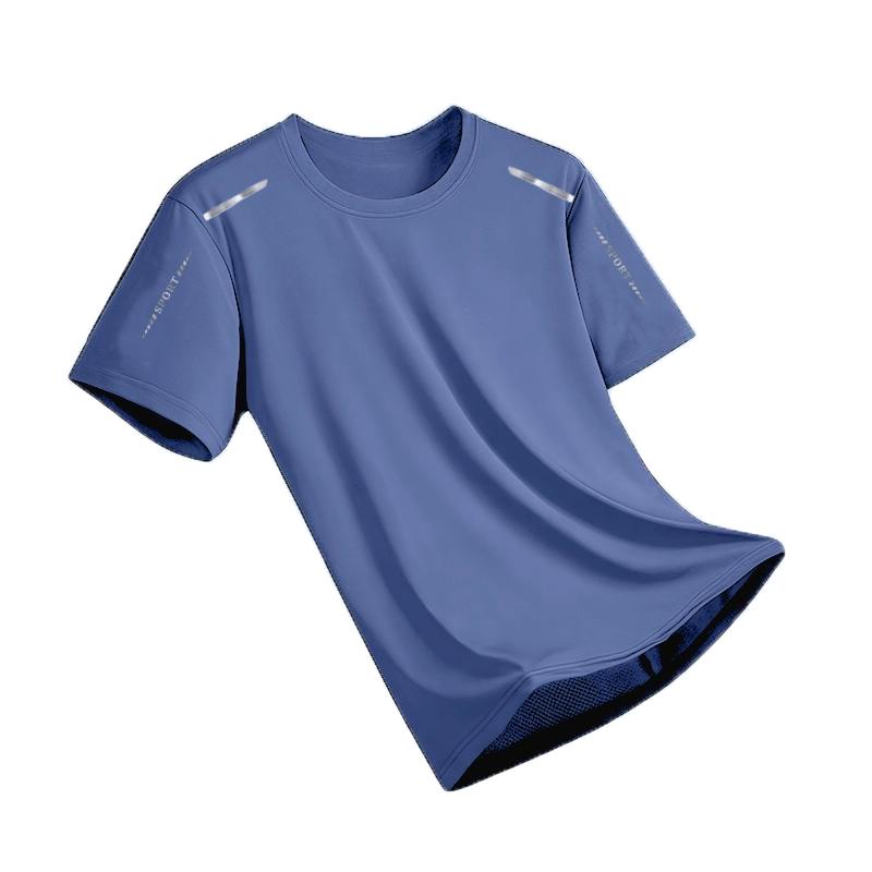 New Ice Silk Running Shirts Men Loose Short Sleeve Top Basketball Gym Sportswear For Male Fitness Workout Mesh Breathable Tee
