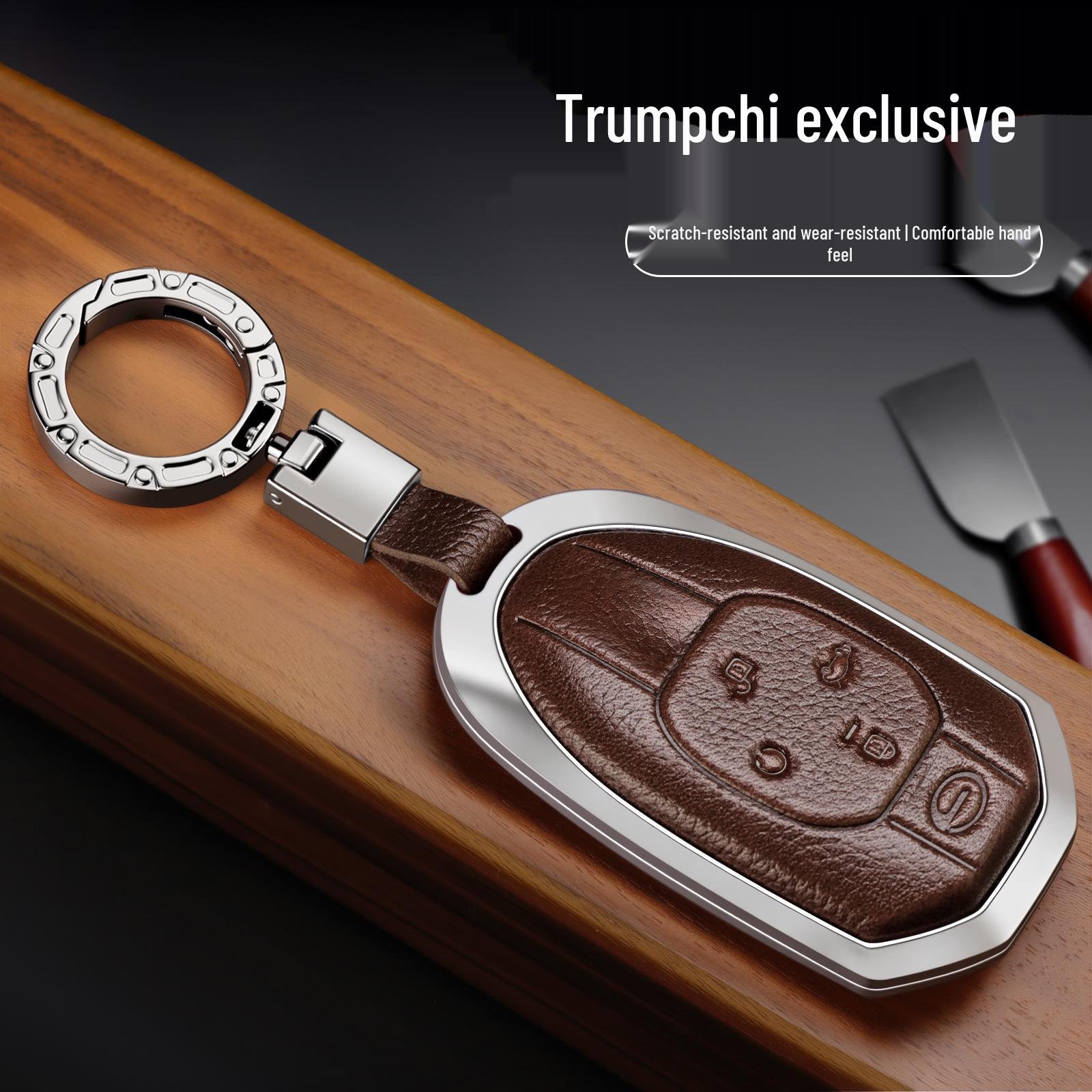 

Key Cover for 2026 Trumpchi M8, 2024 GAC GS4 MAX, Shadow Leopard R, Master E9, New Master GS8 Brown [Gunmetal Shell + 361 Buckle]