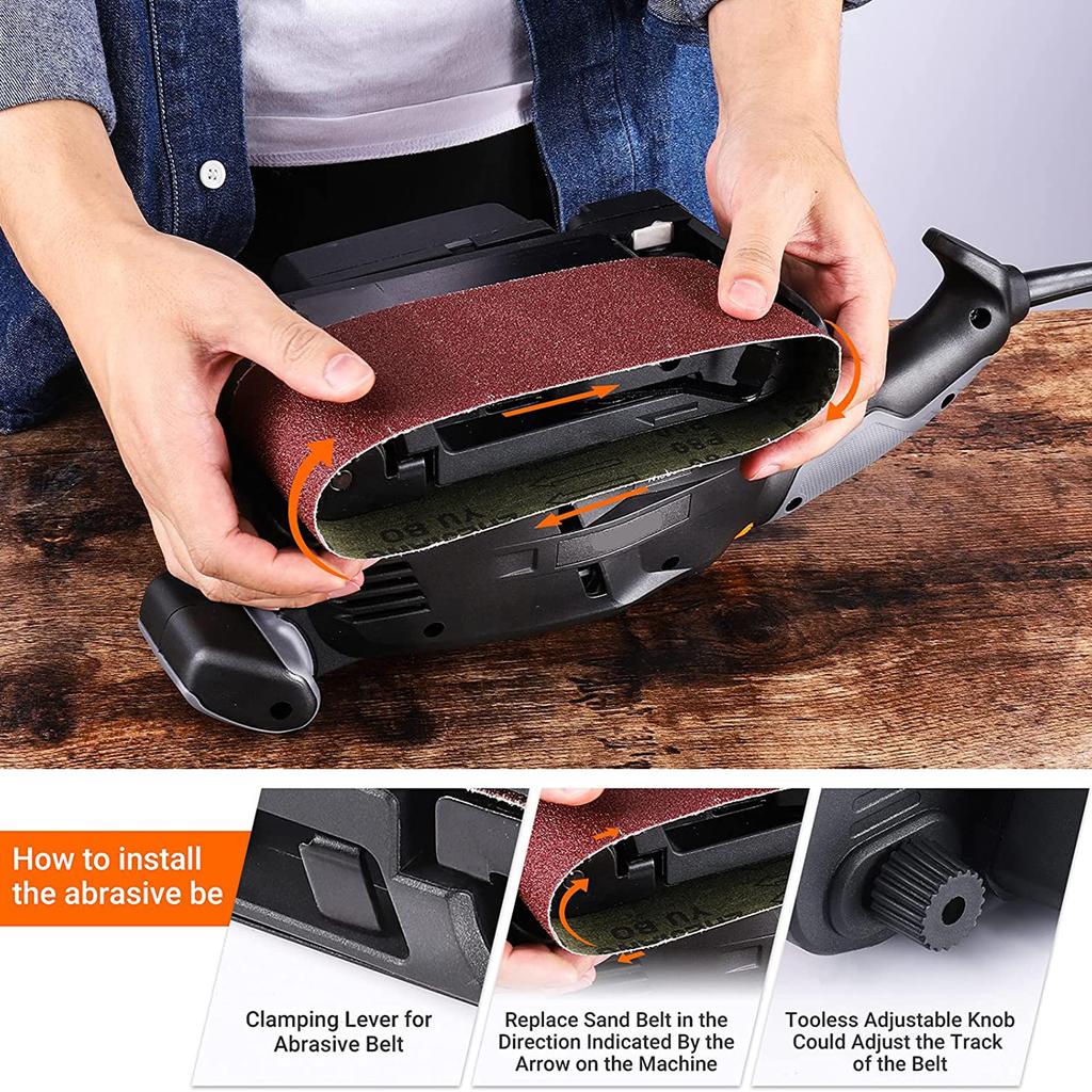 Buy 600W Electric Belt Sander for Wood Variable Speed Power Sander
