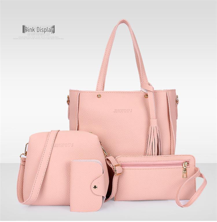 2022 Lychee Grain Women's Four-Piece Handbag Set - Stylish, Versatile, Large Capacity