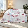 Flannel Blanket with Cute Bow & Heart Design, Soft Warm Cozy Couch Throw for Living Room, Christmas & Halloween Decor Gift