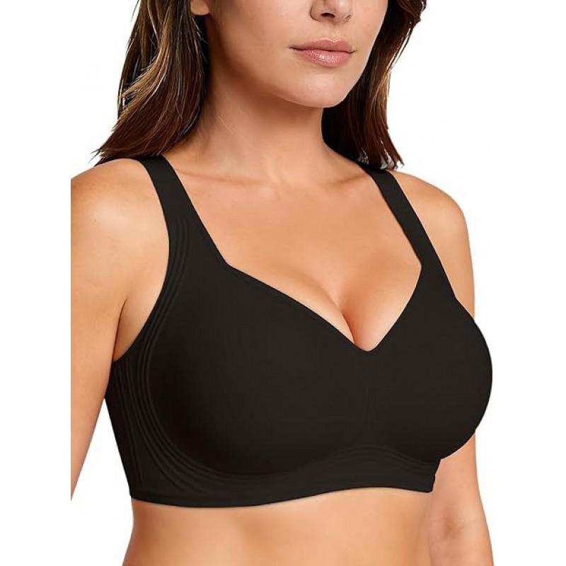 Seamless Wirefree Full Coverage Bra Women Soft Molded Cup With Breathable Nylon Spandex Plus Size Supportive T-Shirt In