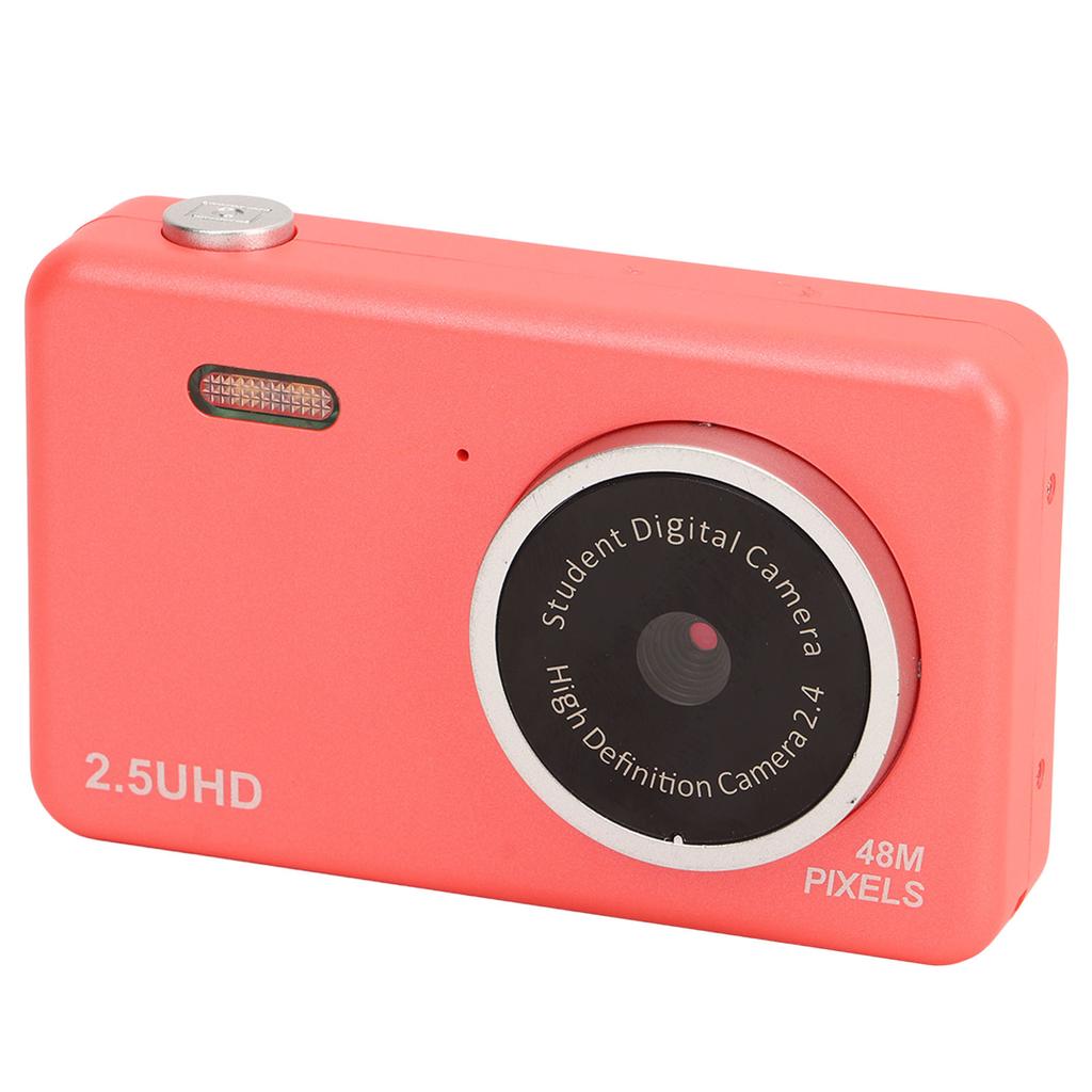 2.5K HD Selfie Camera 8 Times Zoom Automatic Light Sensitivity Compact Cute Dual Lens Digital Camera for Student Pink